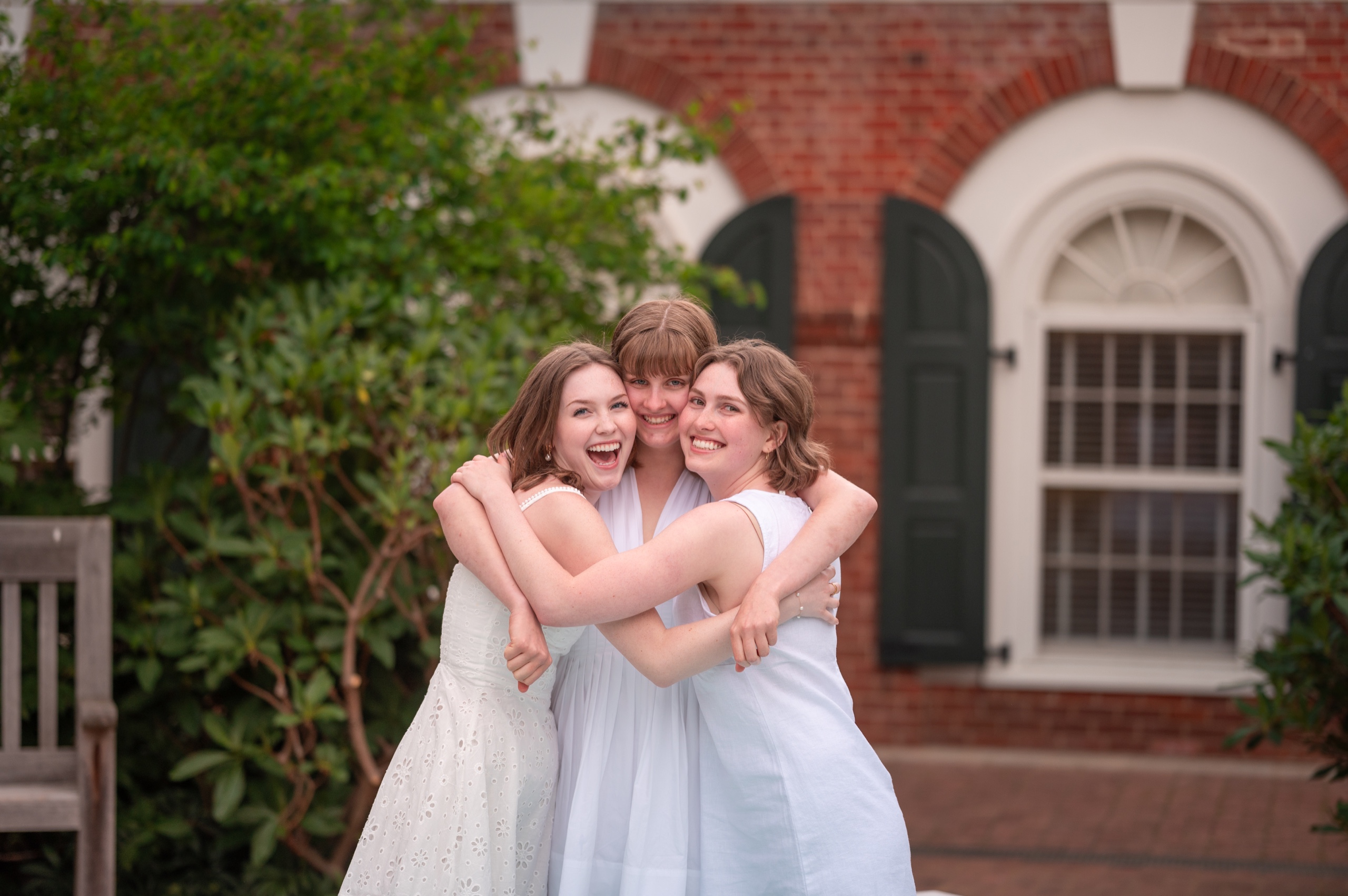 Graduation portrait with candid campus energy